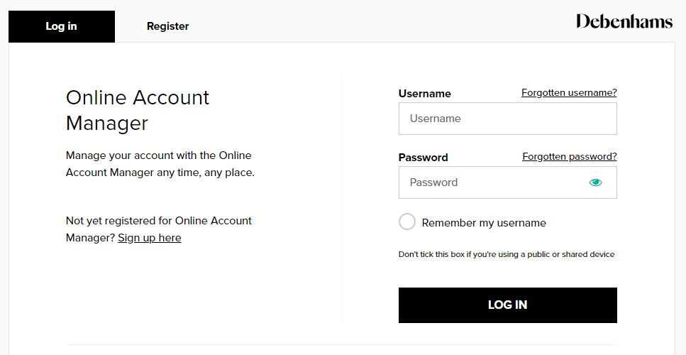 Debenhams Credit Card Login, Register, Activation, Online Payment & Application Process