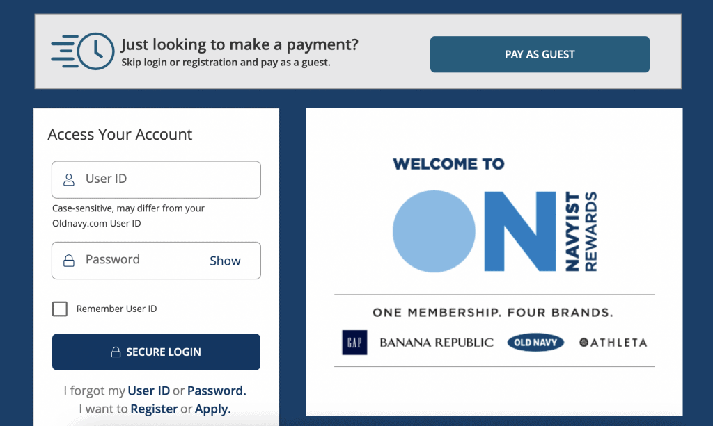 Old Navy Credit Card Login